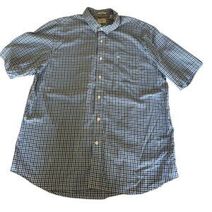 Dockers Short Sleeve Plaid Button Down Shirt Men’s Size L White Blue Black